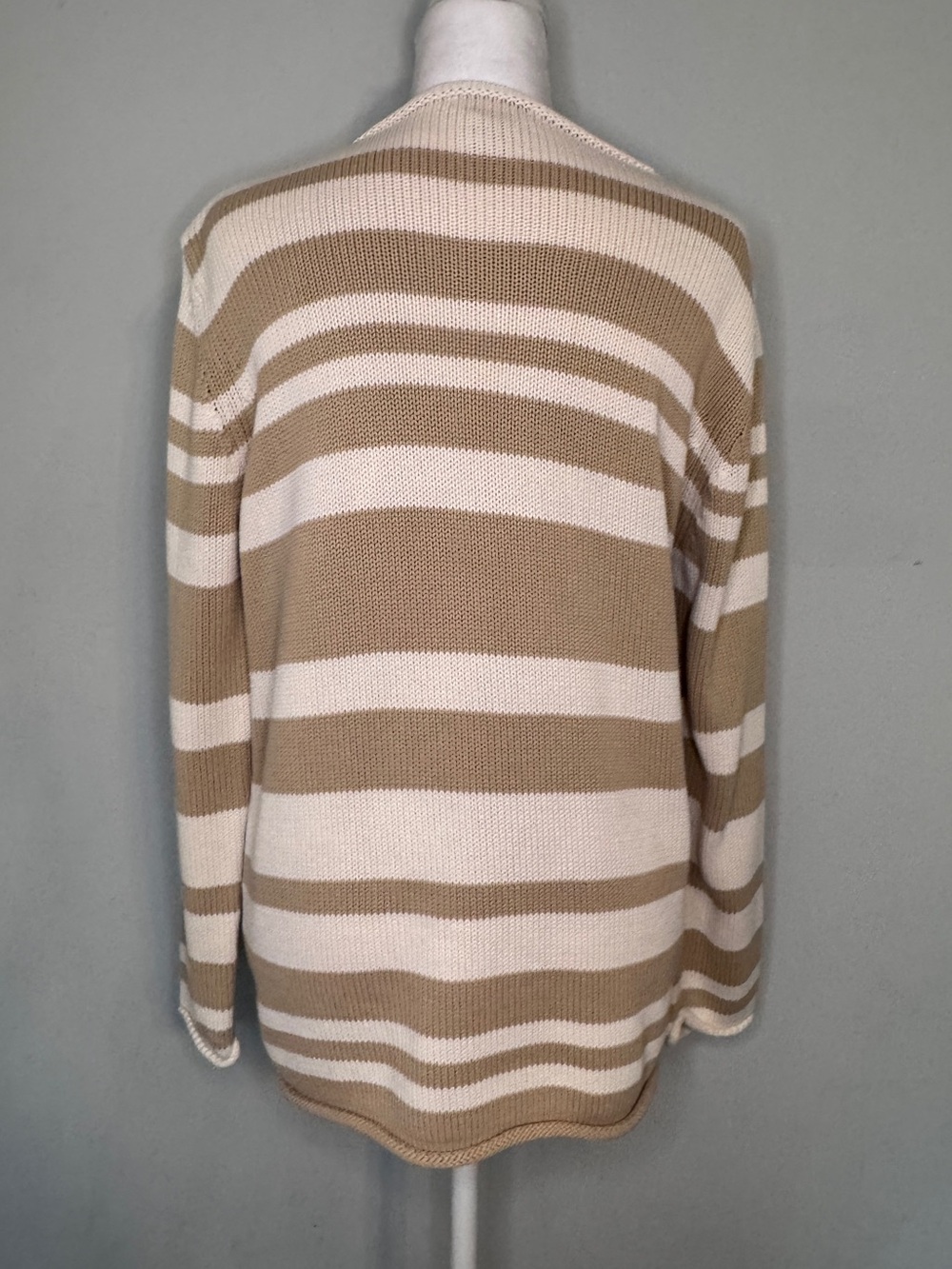 Eddie Bauer Striped White and Tan Sweater - Picture 2 of 5